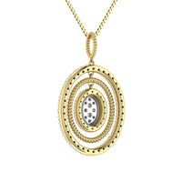 Thumbnail for 14K Yellow Gold 1 Ct.Tw. Round Diamond Oval Shape Pendant