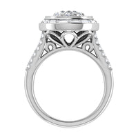 Thumbnail for 14K White Gold 1 1/2.Tw. Round and Straight Baguette Diamond Pear Shape Ring