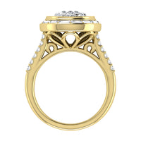 Thumbnail for 14K Yellow Gold 1 1/2.Tw. Round and Straight Baguette Diamond Pear Shape Ring