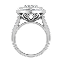 Thumbnail for 14K White Gold 1 1/2.Tw. Round and Straight Baguette Diamond Heart Ring