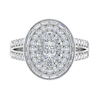 Thumbnail for 14K White Gold 1 1/2.Tw. Round and Tapper Diamond Fashion Ring