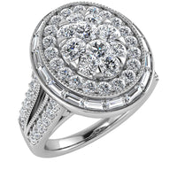 Thumbnail for 14K White Gold 1 1/2.Tw. Round and Tapper Diamond Fashion Ring
