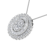 Thumbnail for 14K White Gold 3/4.Tw. Round and Tapper Diamond Invisible Oval Shape Pendant Pendant
