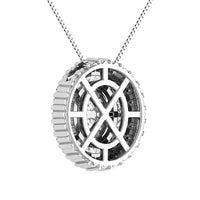 Thumbnail for 14K White Gold 3/4.Tw. Round and Tapper Diamond Invisible Oval Shape Pendant Pendant