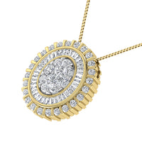 Thumbnail for 14K Yellow Gold 3/4.Tw. Round and Tapper Diamond Invisible Oval Shape Pendant