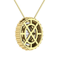 Thumbnail for 14K Yellow Gold 3/4.Tw. Round and Tapper Diamond Invisible Oval Shape Pendant