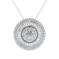 Thumbnail for 14K White Gold 3/4.Tw. Round and Tapper Diamond Invisible Pendant