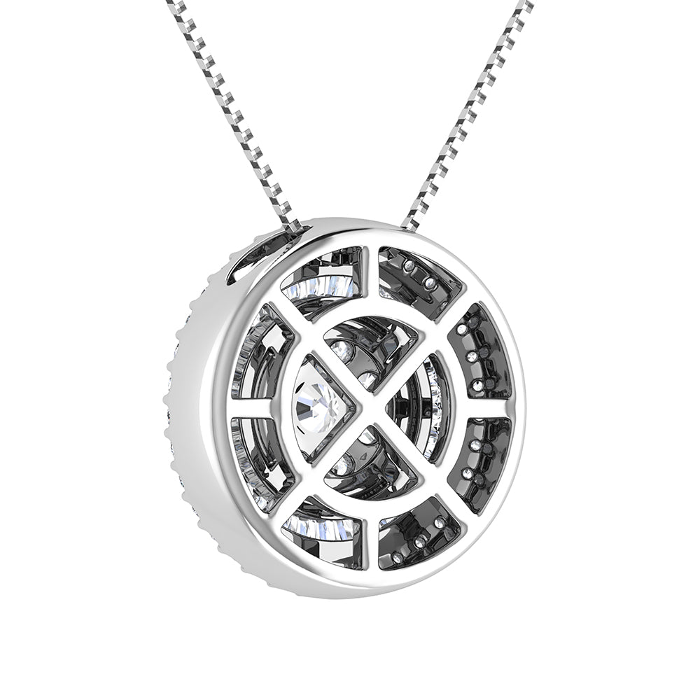 14K White Gold 3/4.Tw. Round and Tapper Diamond Invisible Pendant
