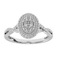 Thumbnail for 14K White Gold 1/2 Ct.Tw. Diamond Round and Baguette Oval Shape Engagement Ring