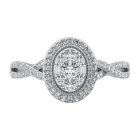 Thumbnail for 14K White Gold 1/2 Ct.Tw. Diamond Round and Baguette Oval Shape Engagement Ring