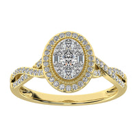 Thumbnail for 14K Yellow Gold 1/2 Ct.Tw. Diamond Round and Baguette Oval Shape Engagement Ring