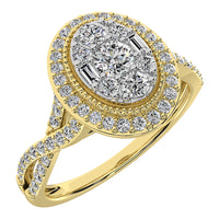 Thumbnail for 14K Yellow Gold 1/2 Ct.Tw. Diamond Round and Baguette Oval Shape Engagement Ring