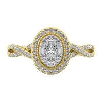 Thumbnail for 14K Yellow Gold 1/2 Ct.Tw. Diamond Round and Baguette Oval Shape Engagement Ring