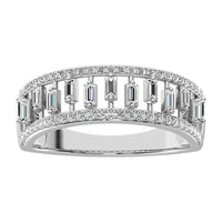 Thumbnail for 14K White Gold 1/3 Ct.Tw. Diamond Round and Baguette Set Fashion Band