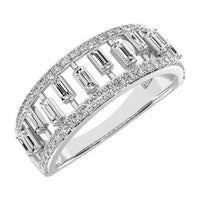 Thumbnail for 14K White Gold 1/3 Ct.Tw. Diamond Round and Baguette Set Fashion Band