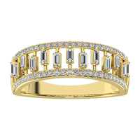 Thumbnail for 14K Yellow Gold 1/3 Ct.Tw. Diamond Round and Baguette Set Fashion Band