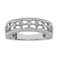 Thumbnail for 14K White Gold 1/2Ct.Tw. Diamond Round and Baguette Set Fashion Band
