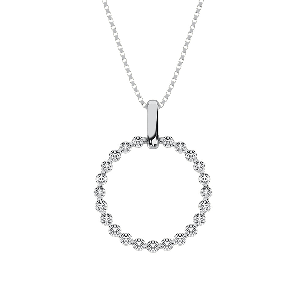 14K White Gold 1/5 Ct.Tw. Diamond Open Circle Pendant