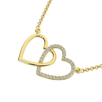 Thumbnail for 10K Yellow Gold 1/10 Ct.Tw. Diamond Interlinked Heart Necklace