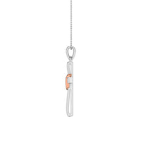 Thumbnail for 10K White Gold 1/10 Ct.Tw. Diamond Cross Pendant with Rose Gold Heart