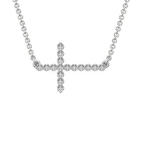 Thumbnail for 14K White Gold 1/5 Ct.Tw. Diamond Cross Necklace