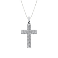 Thumbnail for 10K White Gold 1/4 Ct.Tw. Diamond Pave Set Cross Pendant