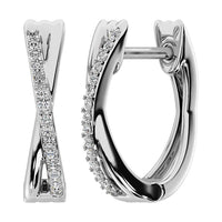 Thumbnail for 10K White Gold 1/10 Ct.Tw. Diamond Cross Over Hoop Earrings