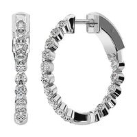 Thumbnail for 14K White Gold 1 Ct.Tw. Diamond Round Set Hoop Earrings