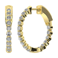 Thumbnail for 14K Yellow Gold 2 1/6 Ct.Tw. Diamond Round Set Hoop Earrings