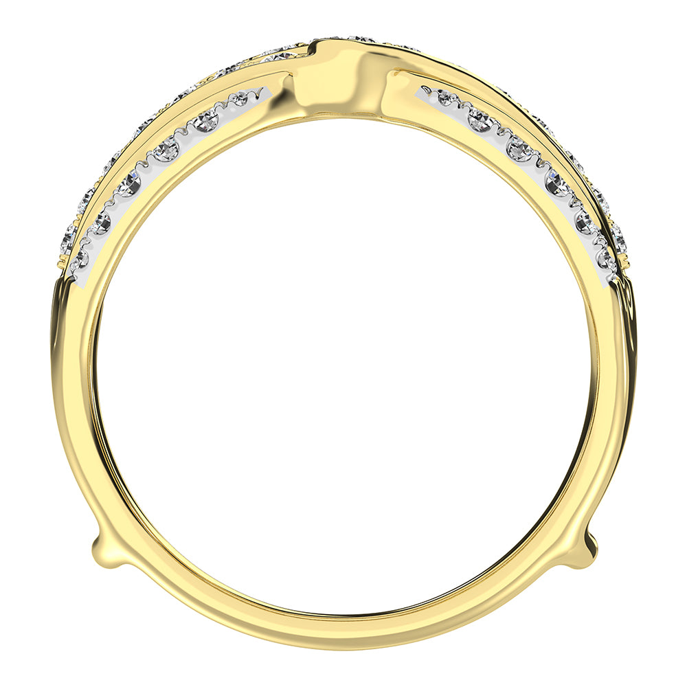 14K Yellow Gold 3/4 Ct.Tw. Diamond Chevron Guard Ring  With White Gold Touch