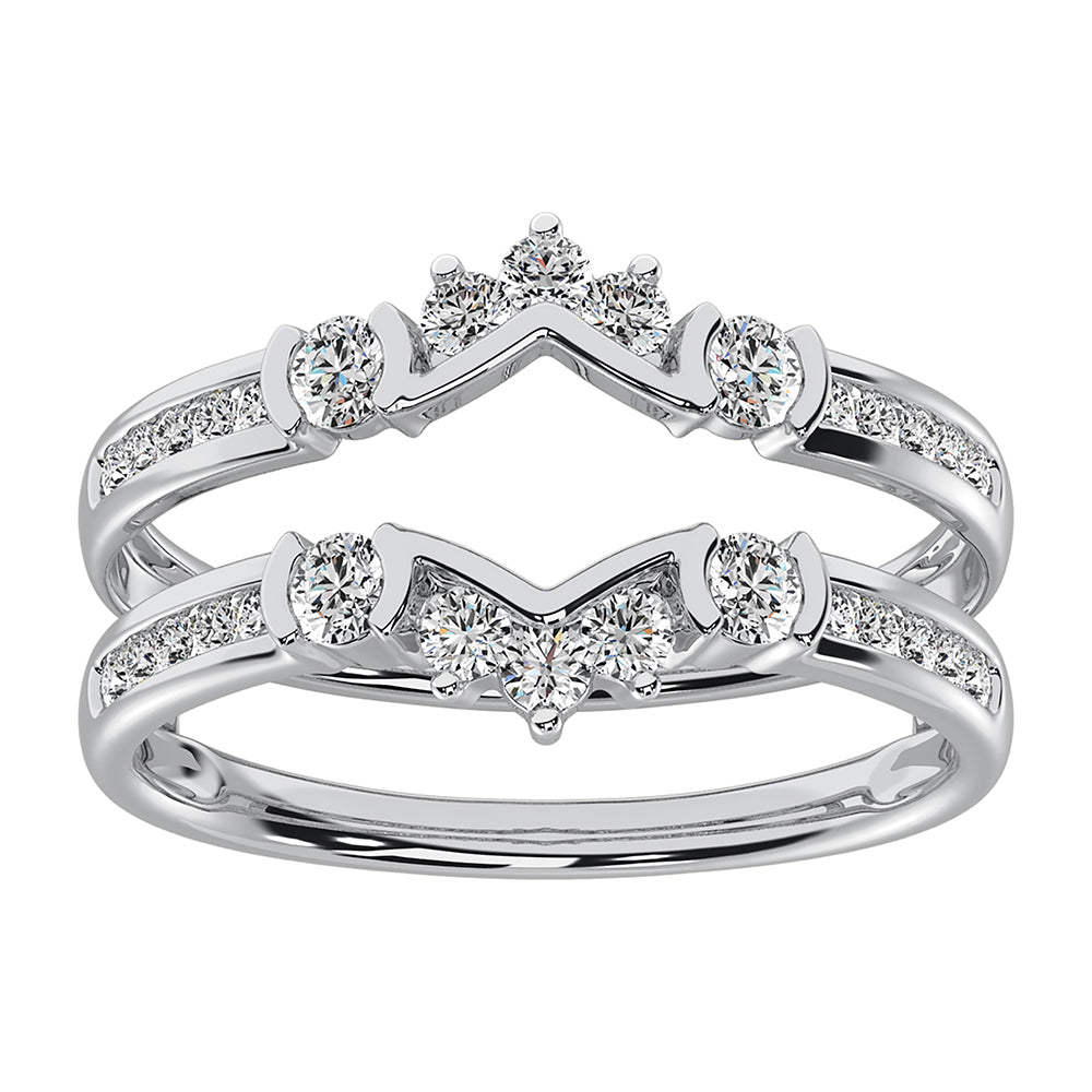 10K White Gold 1/2 Ct.Tw. Diamond Chevron Guard Ring