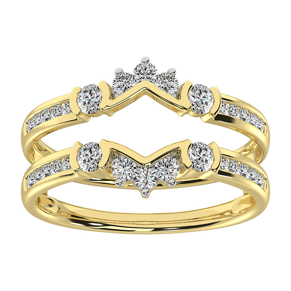 10K Yellow Gold 1/2 Ct.Tw. Diamond Chevron Guard Ring
