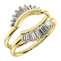 Thumbnail for 14K Yellow Gold 1/4 Ct.Tw. Diamond Baguette Set Chevron Guard Ring