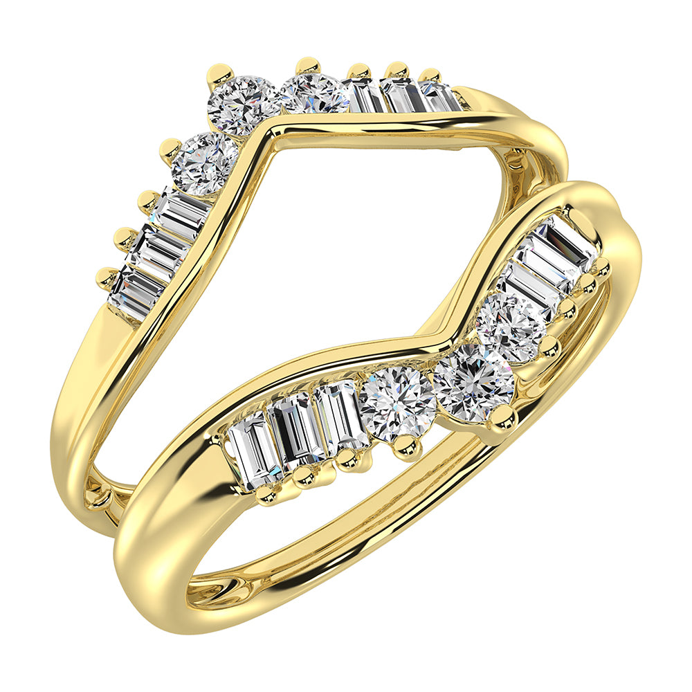 14K Yellow Gold 3/8 Ct.Tw. Diamond Chevron Guard Ring