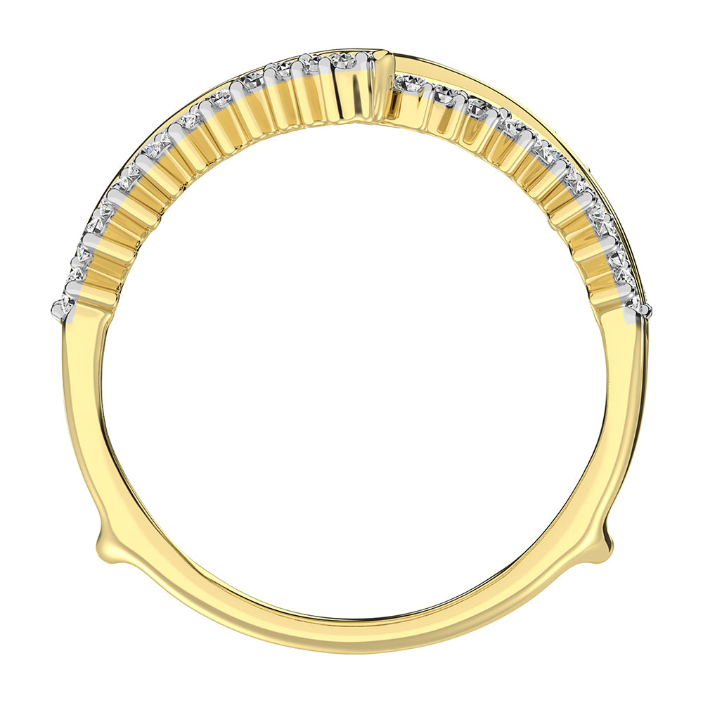 14K Yellow Gold 1/2 Ct.Tw. Diamond Chevron Guard Ring  With White Gold Touch