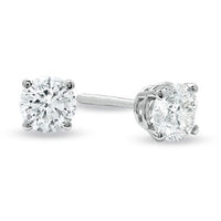 Thumbnail for LADIES SOLITAIRE STUD EARRING 1/4 CT ROUND DIAMOND 14K WHITE GOLD (EXCELLENT QUALITY)
