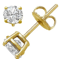 Thumbnail for LADIES SOLITAIRE STUD EARRING 1/4 CT ROUND DIAMOND 14K YELLOW GOLD (EXCELLENT QUALITY)