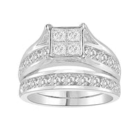 Thumbnail for LADIES BRIDAL RING SET 2 CT ROUND/PRINCESS DIAMOND 14K WHITE GOLD