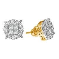 Thumbnail for MENS EARRINGS 2 CT ROUND/PRINCESS INV DIAMOND 14K YELLOW GOLD