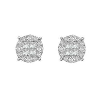 Thumbnail for MENS EARRINGS 1 1/2 CT ROUND/PRINCESS INV DIAMOND 14K WHITE GOLD