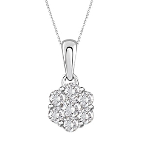 LADIES PENDANT 1 CT ROUND DIAMOND 14K WHITE GOLD