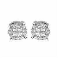 Thumbnail for MENS EARRINGS 3/4 CT ROUND/PRINCESS INV DIAMOND 14K WHITE GOLD