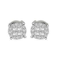 Thumbnail for MENS EARRINGS 1 CT ROUND/PRINCESS INV DIAMOND 14K WHITE GOLD