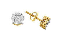 Thumbnail for MENS EARRINGS 1/2 CT ROUND/PRINCESS INV DIAMOND 14K YELLOW GOLD
