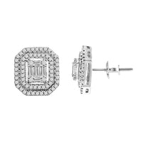 Thumbnail for LADIES EARRINGS 3/4 CT ROUND/BAGUETTET DIAMOND 14K WHITE GOLD