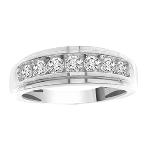 MEN'S BAND 3/4 CT ROUND DIAMOND 10K WHITE GOLD