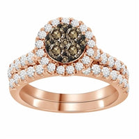 Thumbnail for LADIES BRIDAL RING SET 1 1/2 CT WHITE/CHOCOLATE ROUND DIAMOND 14K ROSE GOLD