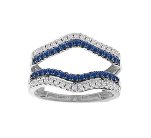 LADIES ENHANCERS WRAPS 1/2 CT ROUND WHITE/BLUE DIAMOND 14K WHITE GOLD