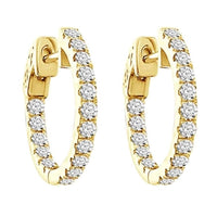 Thumbnail for LADIES HOOPS 1CT ROUND DIAMOND 10K YELLOW GOLD
