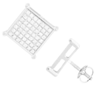 YUVA EARRINGS 1/10 CT ROUND DIAMOND 10K SILVER